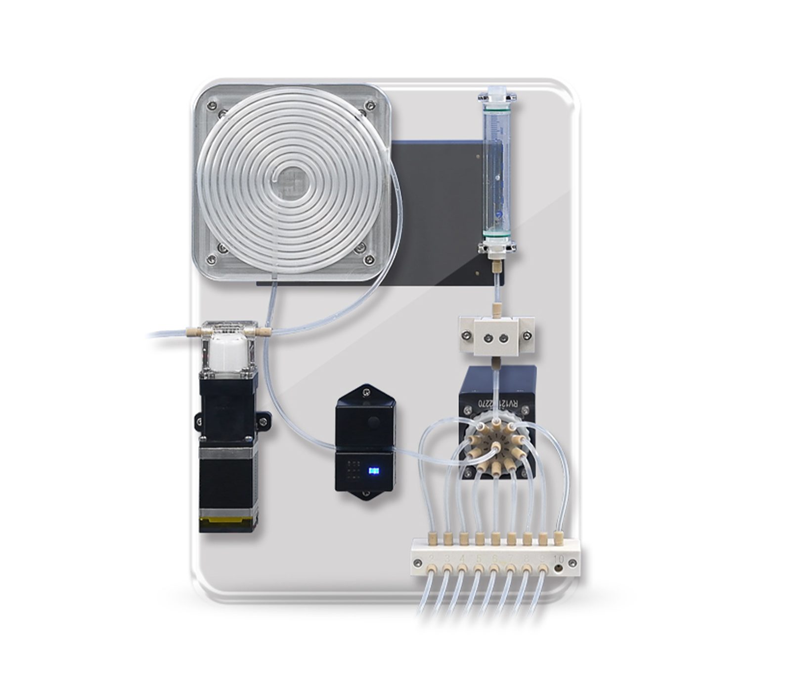 Fluid management assembly for custom project review